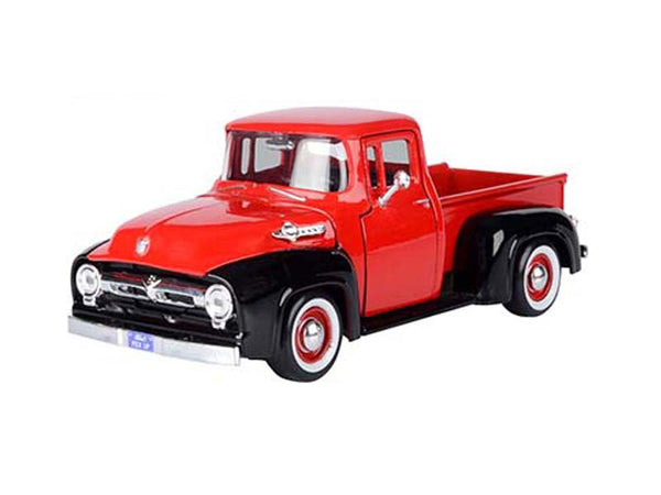 1956 Ford F-100 Pickup Truck - Red and Black w/ Whitewall Tires