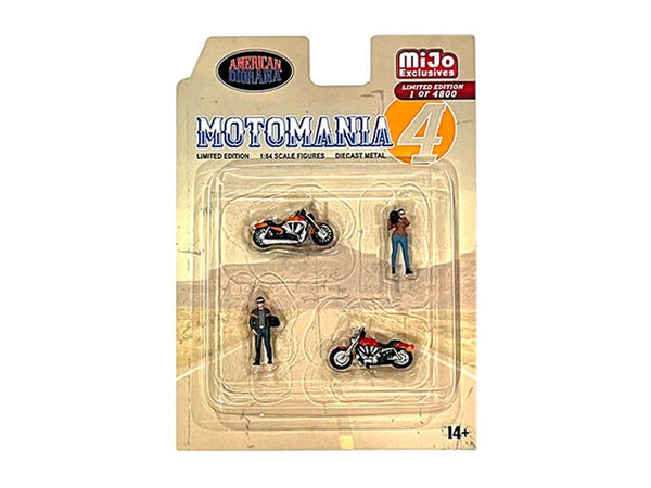 Motomania 4 Figure Set (MiJo Exclusives) Diecast 1:64 Scale Model