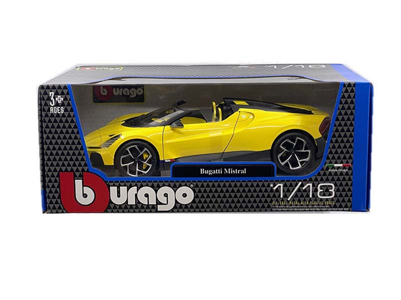 Bugatti Mistral – Yellow Diecast 1:18 Scale Model - Bburago 11051YL