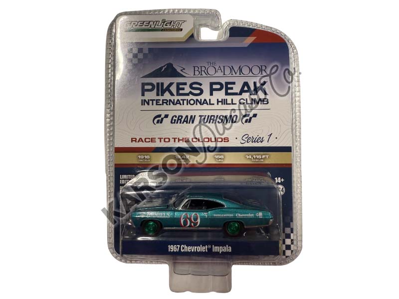 CHASE 1967 Chevrolet Impala #69 - Bill Daniels (Pikes Peak International Hill Climb) Series 1 Diecast 1:64 Scale Model - Greenlight 13330B