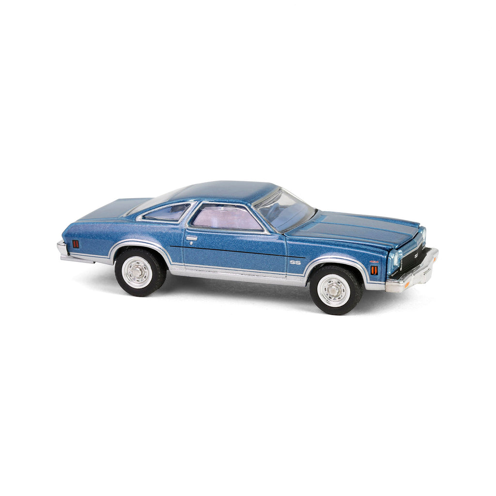 1973 Chevrolet Chevelle SS 454 - Light Blue Metallic & Silver (GreenLight Muscle Series 29) Diecast 1:64 Scale Model - Greenlight 13360D