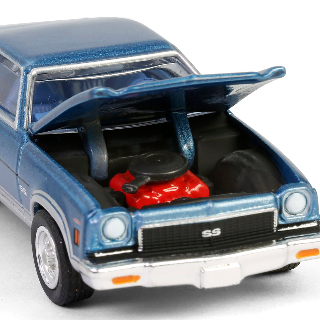 1973 Chevrolet Chevelle SS 454 - Light Blue Metallic & Silver (GreenLight Muscle Series 29) Diecast 1:64 Scale Model - Greenlight 13360D