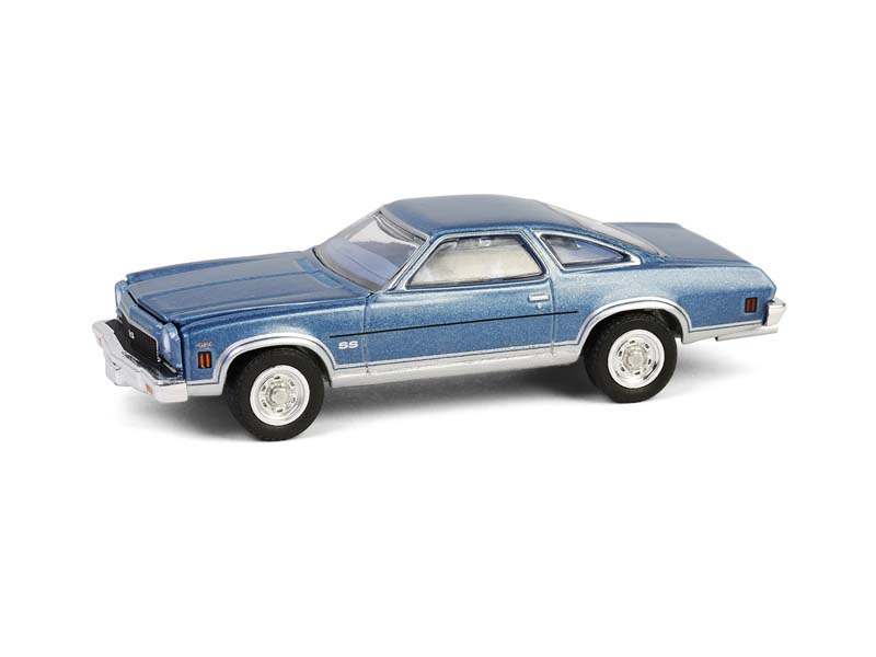 1973 Chevrolet Chevelle SS 454 - Light Blue Metallic & Silver (GreenLight Muscle Series 29) Diecast 1:64 Scale Model - Greenlight 13360D