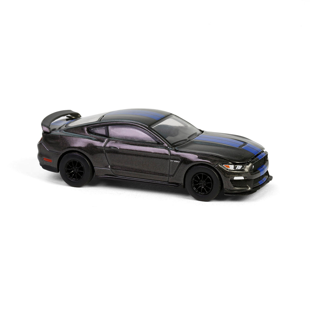 2017 Ford Mustang Shelby GT350 - Magnetic w/ Blue Stripes (GreenLight Muscle Series 29) Diecast 1:64 Scale Model - Greenlight 13360F