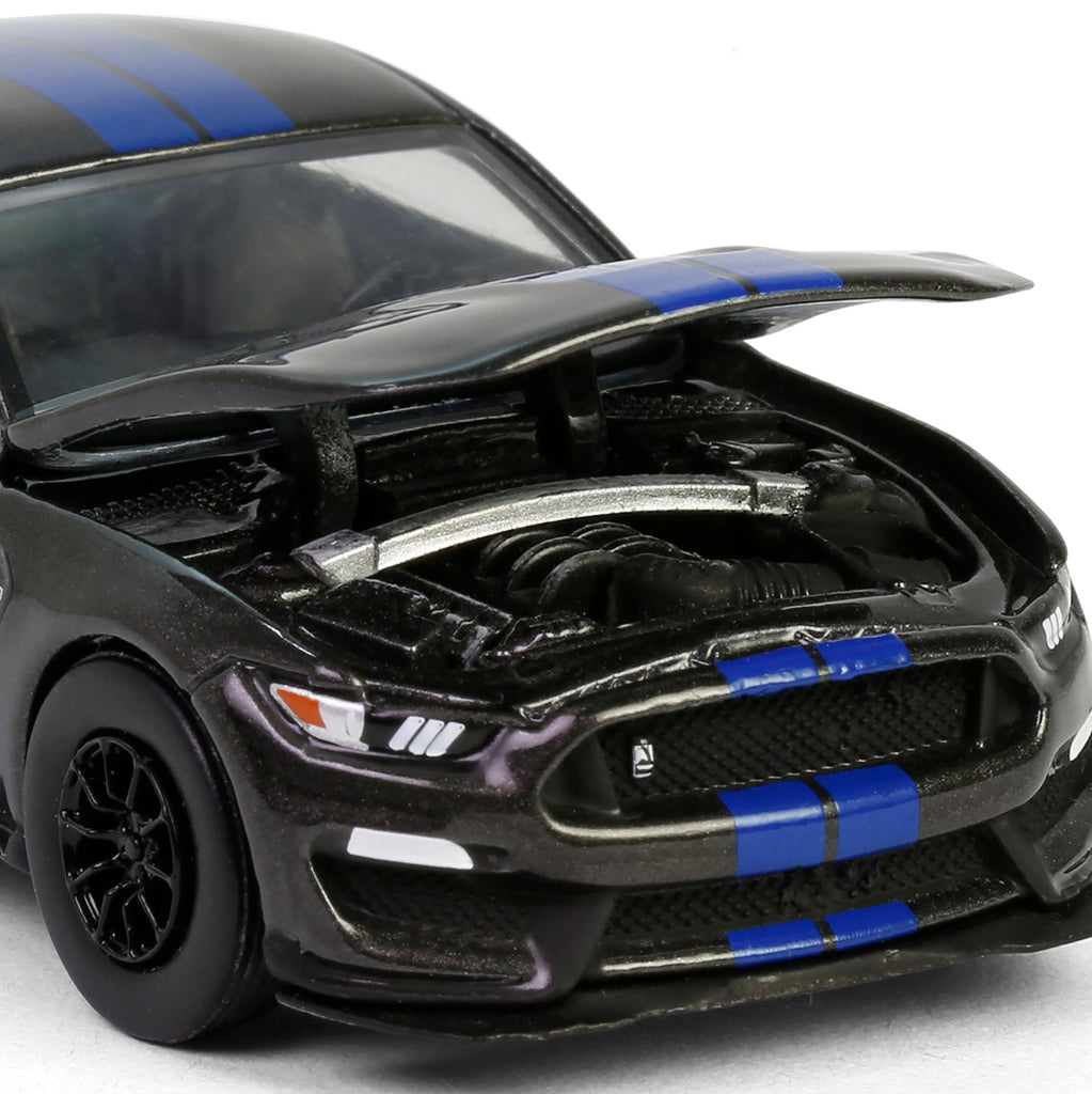 2017 Ford Mustang Shelby GT350 - Magnetic w/ Blue Stripes (GreenLight Muscle Series 29) Diecast 1:64 Scale Model - Greenlight 13360F