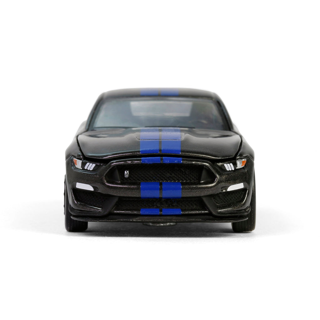 2017 Ford Mustang Shelby GT350 - Magnetic w/ Blue Stripes (GreenLight Muscle Series 29) Diecast 1:64 Scale Model - Greenlight 13360F