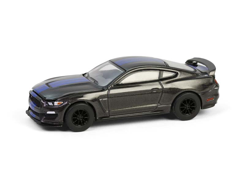 2017 Ford Mustang Shelby GT350 - Magnetic w/ Blue Stripes (GreenLight Muscle Series 29) Diecast 1:64 Scale Model - Greenlight 13360F