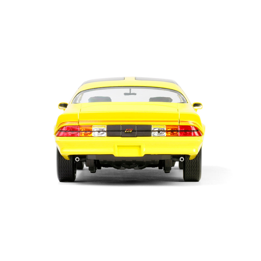 PRE-ORDER 1980 Chevrolet Camaro Z/28 w/ T-Tops – Bright Yellow w/ Red Tri Color Stripes Diecast 1:18 Scale Model - Greenlight 13690