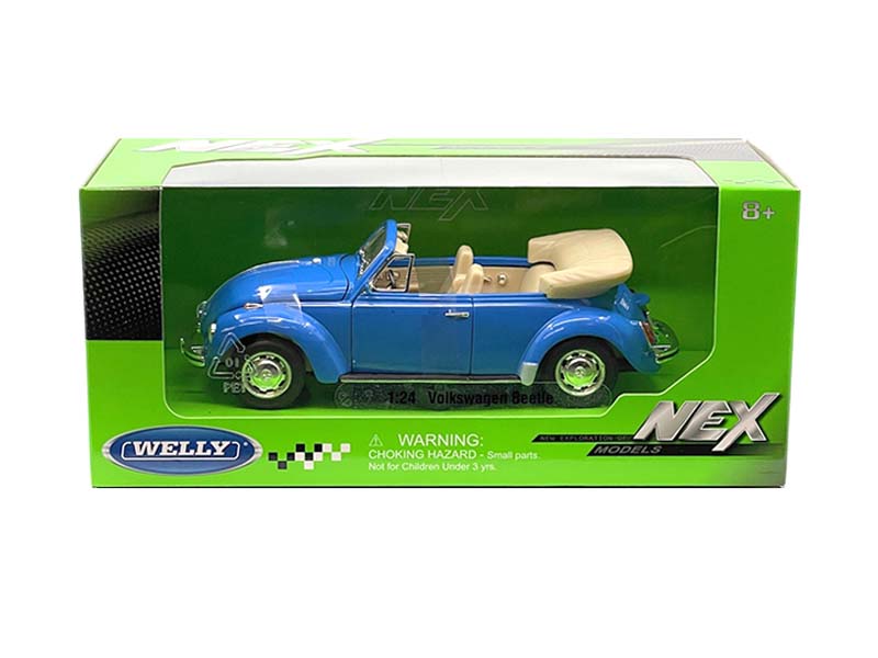 Volkswagen Beetle Convertible Light Blue (NEX) Diecast 1:24 Scale Model  - Welly 22091LTBL