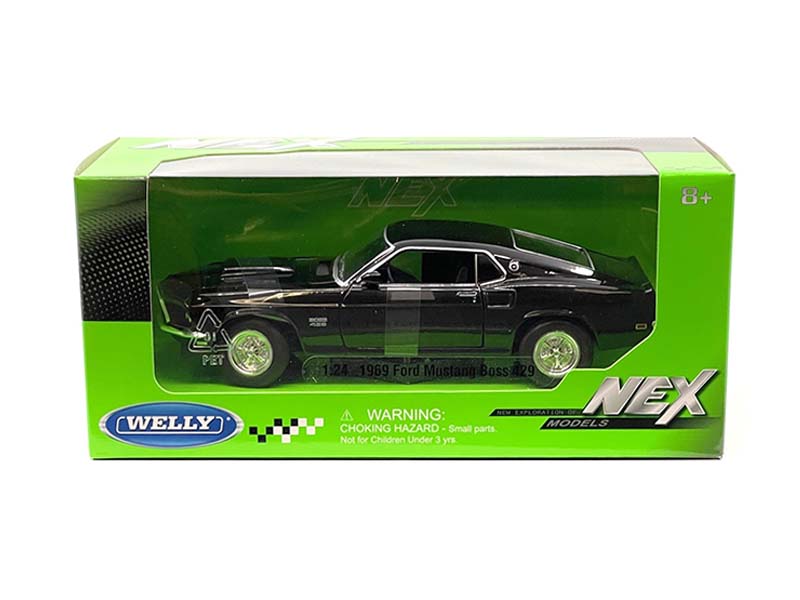 1969 Ford Mustang Boss 429 - Black (NEX) Diecast 1:24 Scale Model - Welly 24067BK