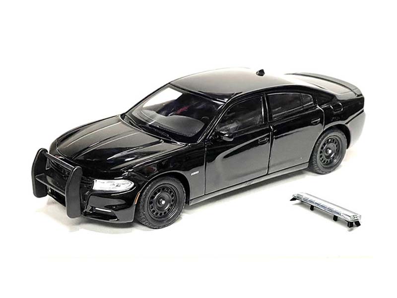 2016 Dodge Charger R/T Police Pursuit Plain Black - Diecast 1:24 Scale Model - Welly 24079BKPOL