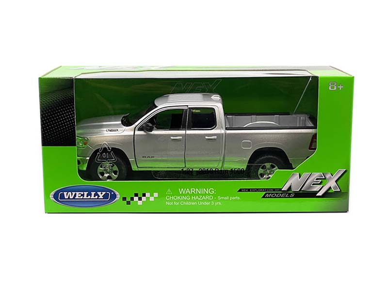 2019 Dodge Ram 1500 Pickup Truck – Silver (NEX) Diecast 1:24 Scale Model - Welly 24104SIL