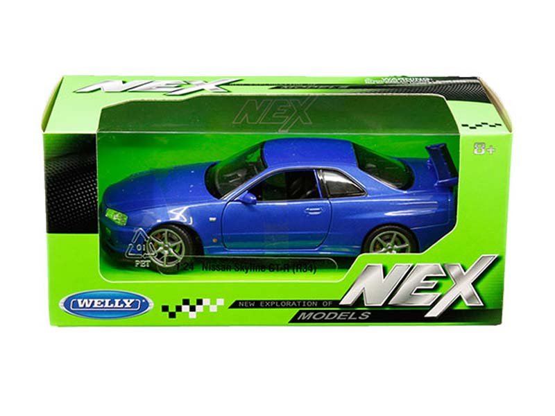 Nissan Skyline GT-R R34 RHD - Blue (NEX) Diecast 1:24 Scale Models - Welly 24108MBL