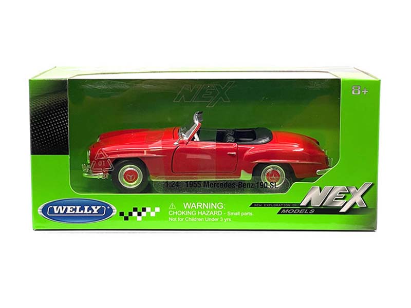 1955 Mercedes-Benz 190 SL Convertible – Red (NEX) Diecast 1:24 Scale Model - Welly 24118RD