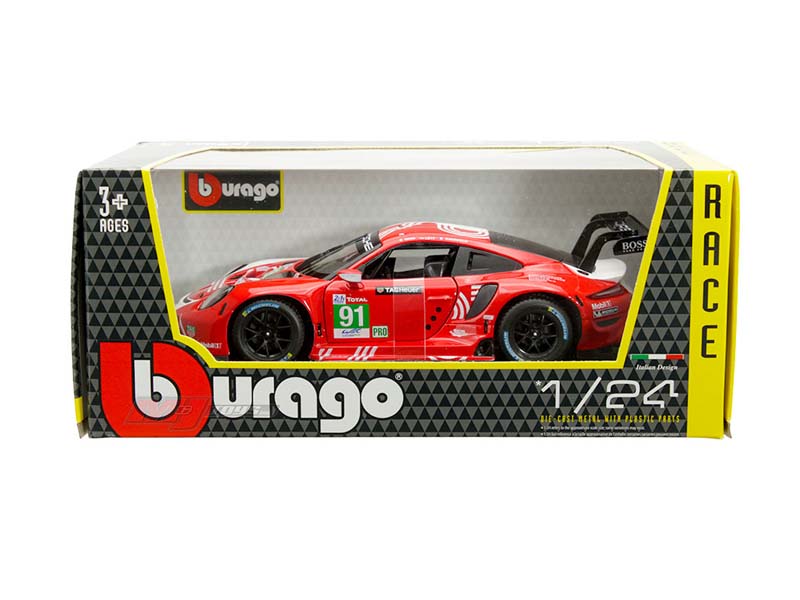 Porsche 911 RSR LM 2020 - Red and White Two-tone (Race Series) Diecast 1:24 Scale Model - Bburago 28016RD