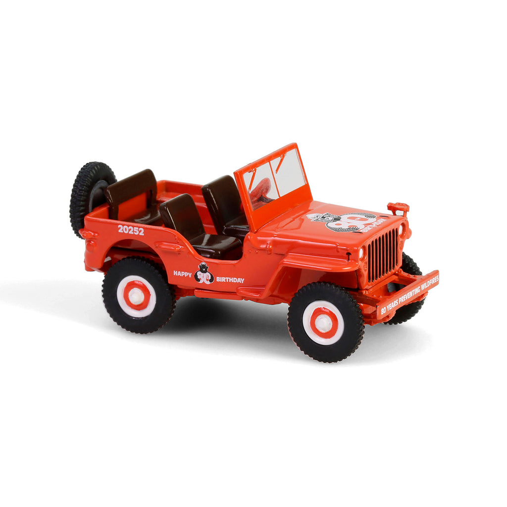 PRE-ORDER 1944 Willys MB - Smokey Bear 80th Anniversary (Anniversary Collection Series 17) Diecast 1:64 Scale Model - Greenlight 28160A