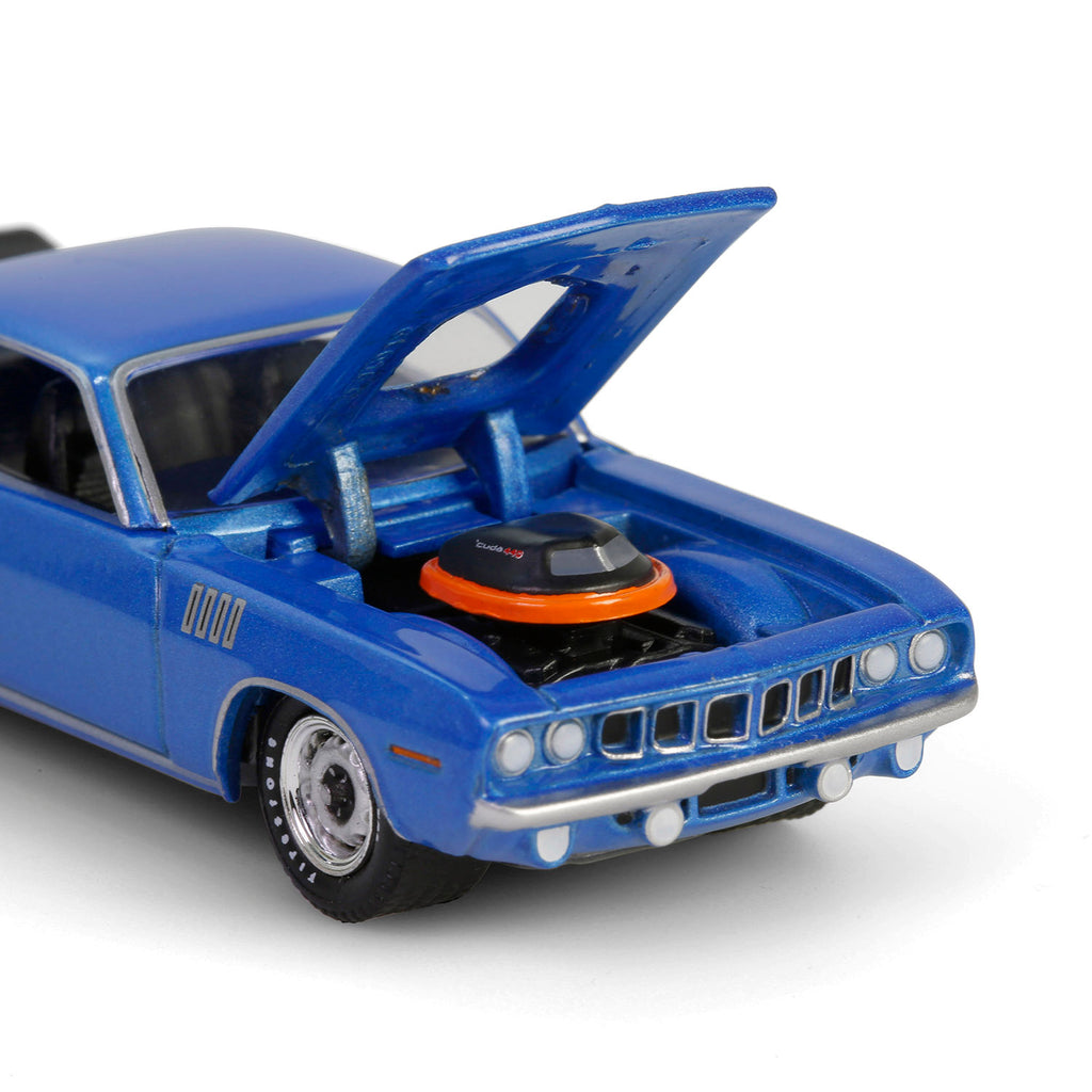 PRE-ORDER 1971 Plymouth 'Cuda 440 6bbl Shaker - B5 Blue (Anniversary Collection Series 17) Diecast 1:64 Scale Model - Greenlight 28160D