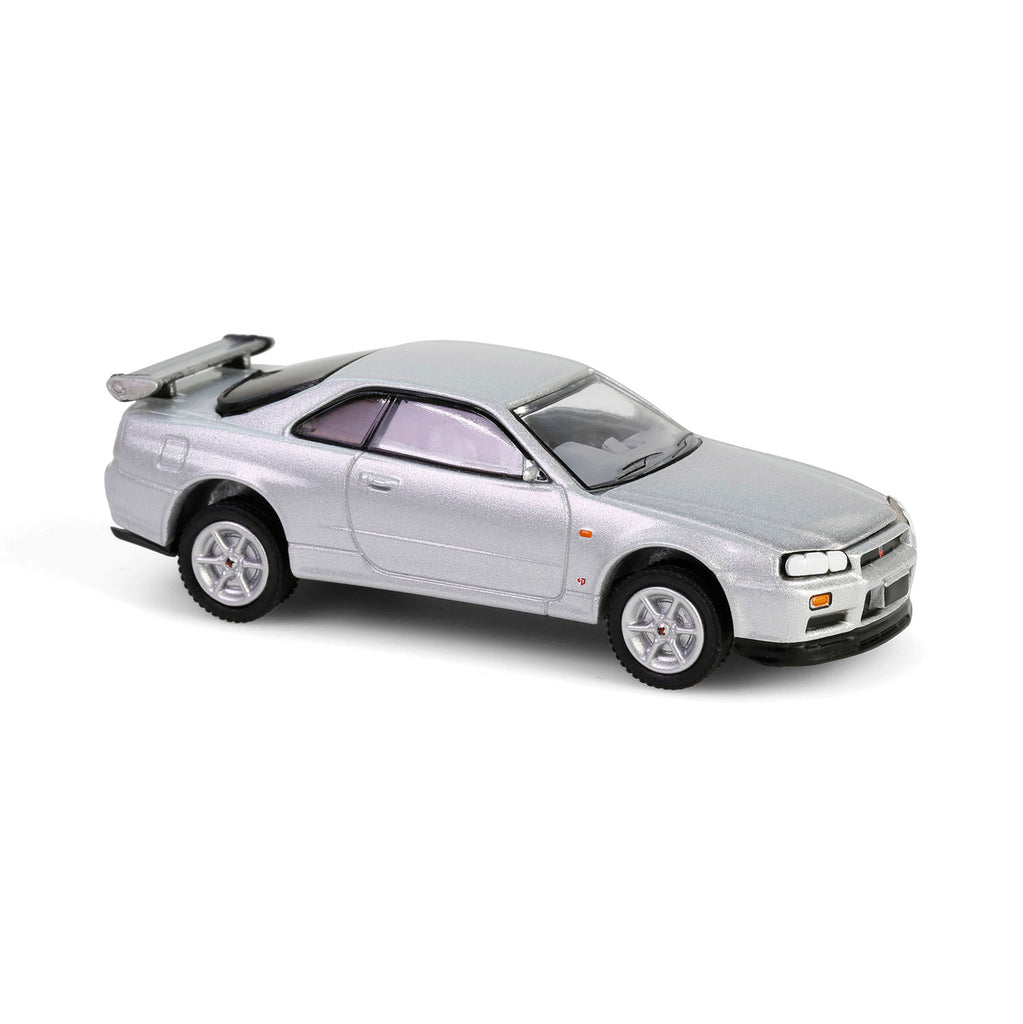 PRE-ORDER 1999 Nissan Skyline V-Spec (R34) - Sonic Silver (Anniversary Collection Series 17) Diecast 1:64 Scale Model - Greenlight 28160E