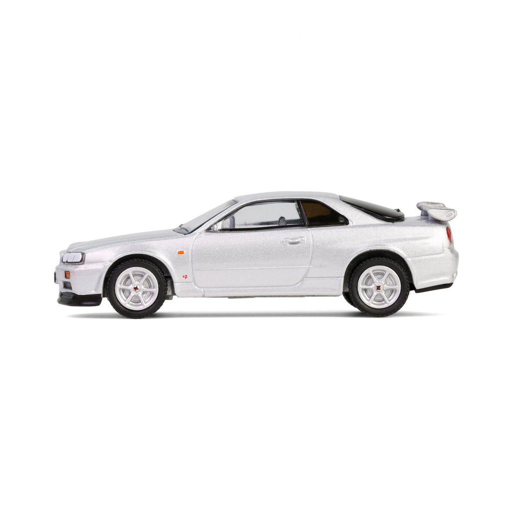 PRE-ORDER 1999 Nissan Skyline V-Spec (R34) - Sonic Silver (Anniversary Collection Series 17) Diecast 1:64 Scale Model - Greenlight 28160E