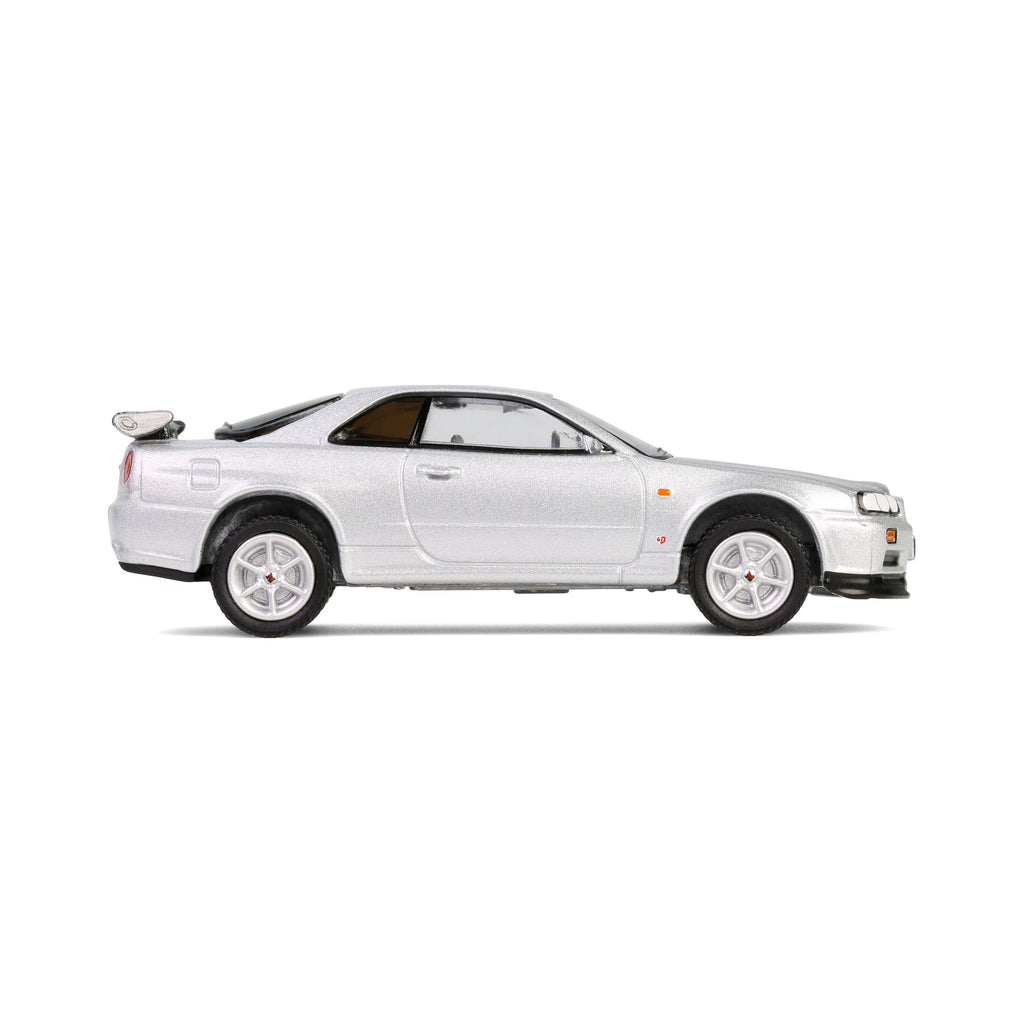 PRE-ORDER 1999 Nissan Skyline V-Spec (R34) - Sonic Silver (Anniversary Collection Series 17) Diecast 1:64 Scale Model - Greenlight 28160E