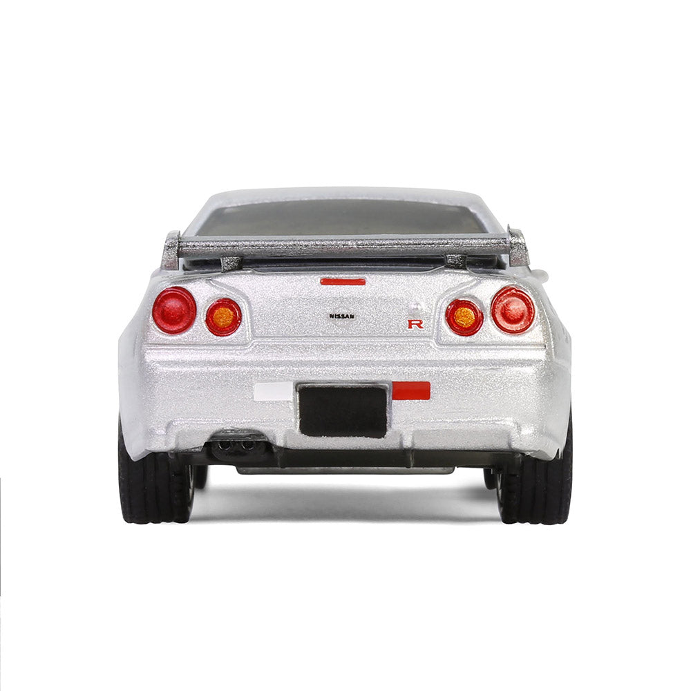 PRE-ORDER 1999 Nissan Skyline V-Spec (R34) - Sonic Silver (Anniversary Collection Series 17) Diecast 1:64 Scale Model - Greenlight 28160E