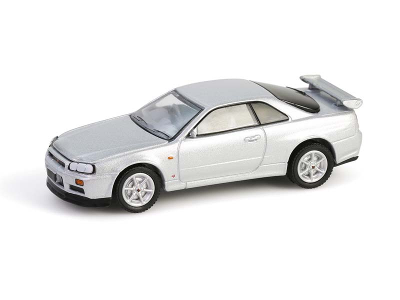 PRE-ORDER 1999 Nissan Skyline V-Spec (R34) - Sonic Silver (Anniversary Collection Series 17) Diecast 1:64 Scale Model - Greenlight 28160E