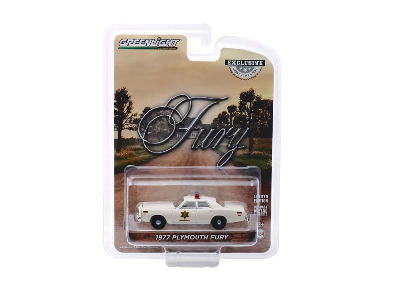 CHASE 1977 Plymouth Fury Cream - Hazzard County Sheriff (Hobby Exclusive) Diecast 1:64 Scale Model - Greenlight 30110