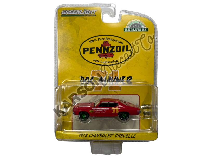 CHASE Doc Mayner's 1972 Chevrolet Chevelle #71 - J. Gallery Drainage - Pennzoil (Hobby Exclusive) Diecast 1:64 Scale Model - Greenlight 30315