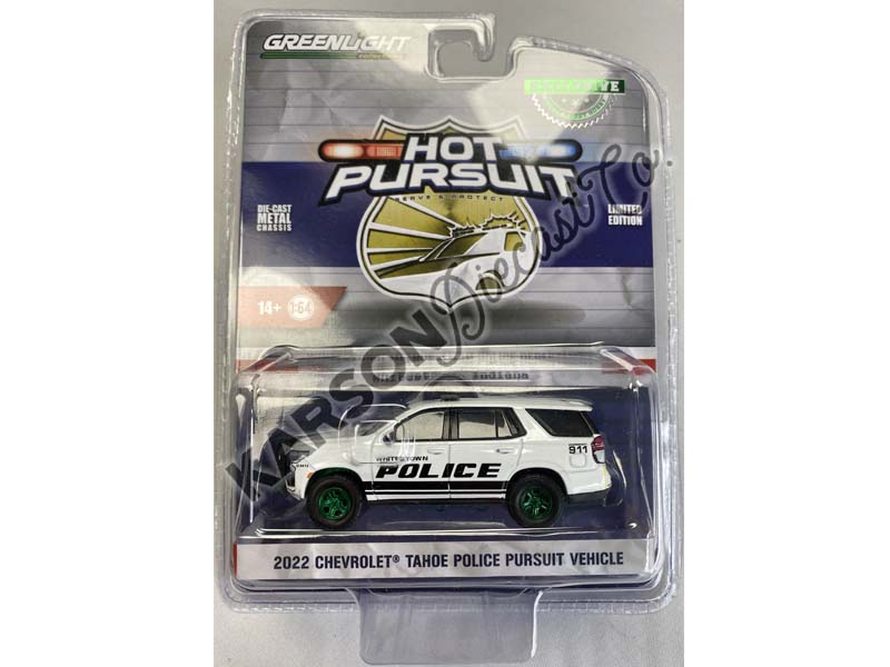 CHASE 2022 Chevrolet Tahoe Police (PPV) - Whitestown Metropolitan Police Department Indiana (Hobby Exclusive) Diecast 1:64 Scale Model - Greenlight 30360