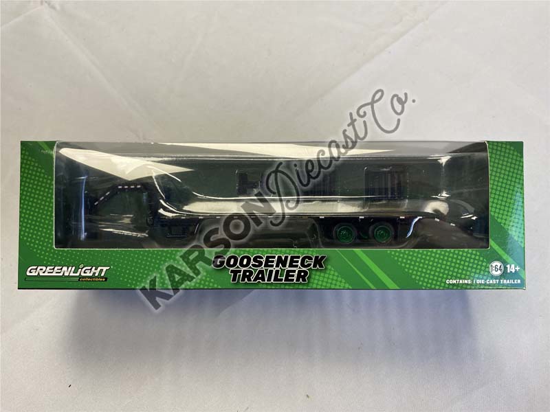 CHASE Gooseneck Trailer - Black w/ Red and White Conspicuity Stripes - (Hobby Exclusive) Diecast 1:64 Model - Greenlight 30390