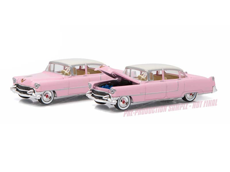 CHASE 1955 Cadillac Fleetwood Series 60 - Pink w/ White Roof (Hobby Exclusive) Diecast 1:64 Scale Model - Greenlight 30396