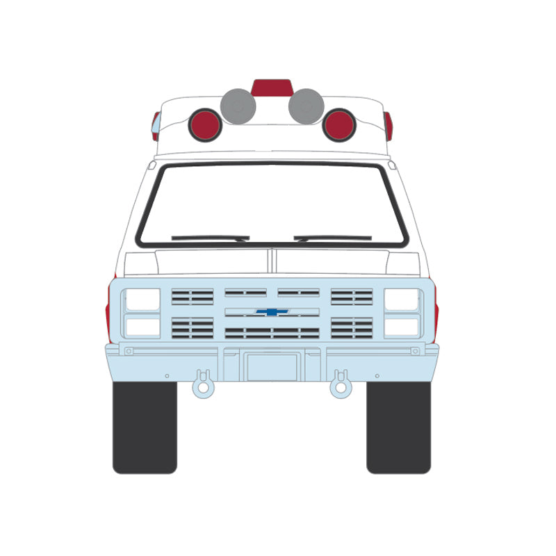 PRE-ORDER 1983 Chevrolet Suburban K20 Custom Deluxe Ambulance – Plain White (Hobby Exclusive) Diecast 1:64 Scale Model - Greenlight 30508