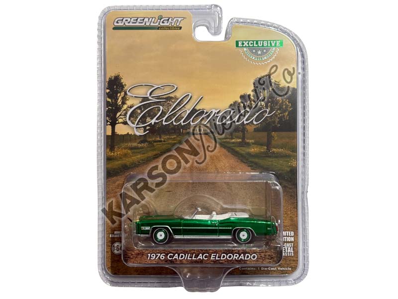 CHASE 1976 Cadillac Eldorado Convertible – White w/ Bull Horns Hood Ornament (Hobby Exclusive) Diecast 1:64 Scale Model - Greenlight 30523