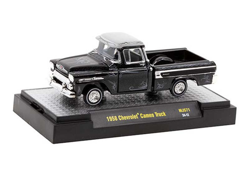 1958 Chevrolet Cameo Pickup Truck Lowriders Limited Edition – Black Diecast 1:64 Scale Model - M2 Machines 31500-MJS71