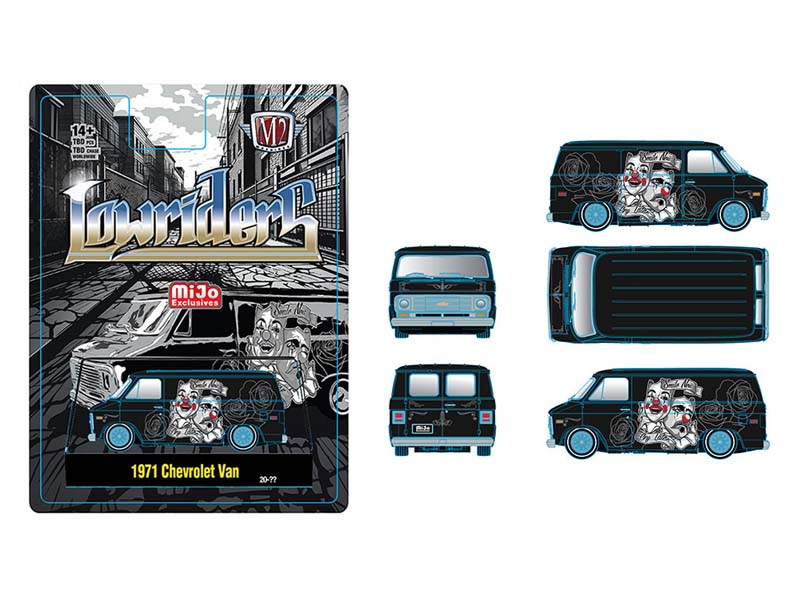 1971 Chevrolet Van Lowriders Limited Edition – Black Diecast 1:64 Scale Model - M2 Machines 31500-MJS74