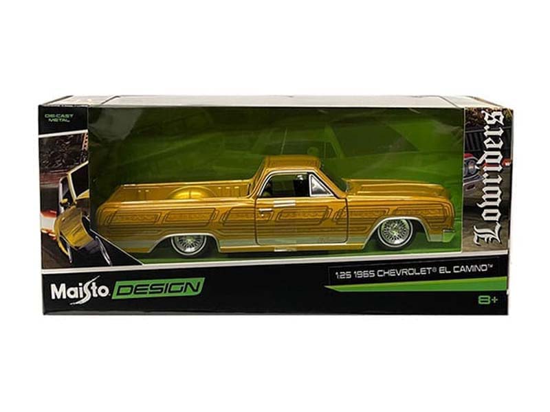 1965 Chevrolet El Camino Lowrider – Gold (Design Lowriders) Diecast 1:24 Scale Model - Maisto 32543GLD