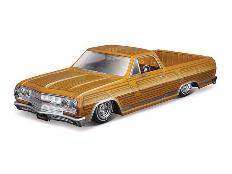 1965 Chevrolet El Camino Lowrider – Gold (Design Lowriders) Diecast 1:24 Scale Model - Maisto 32543GLD