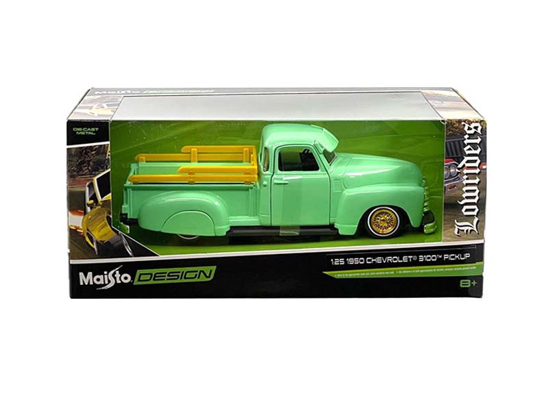 1950 Chevrolet 3100 Pickup Truck Lowrider – Light Green (Design Lowriders) Diecast 1:24 Scale Model - Maisto 32545GRN