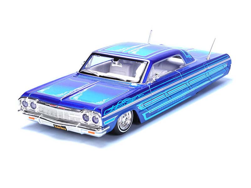 1964 Chevrolet Impala SS Lowrider – Metallic Blue (Design Lowriders) Diecast 1:24 Scale Model - Maisto 32547BL