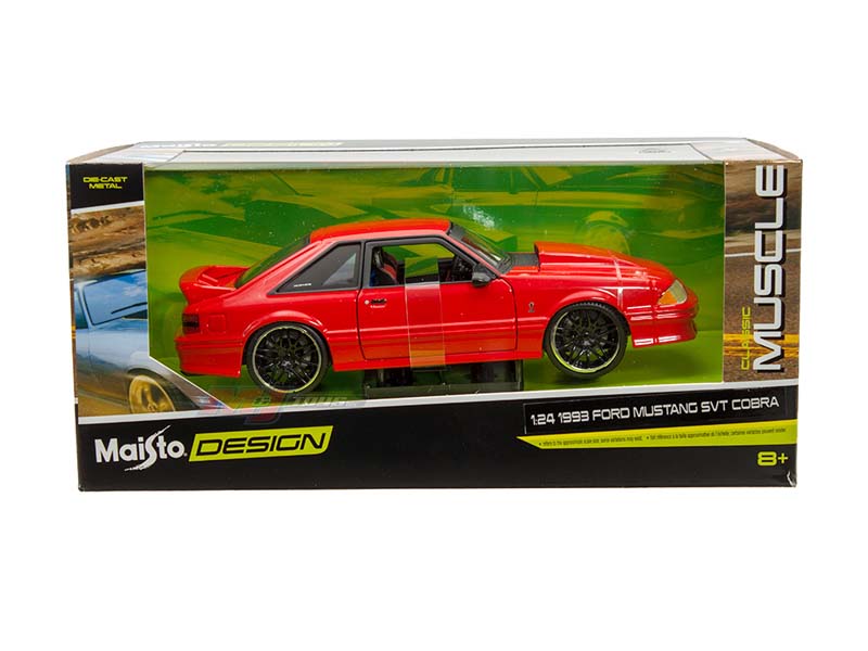 1993 Ford Mustang SVT Cobra – Red (Classic Muscle Design) Diecast 1:24 Scale Model - Maisto 32549RD