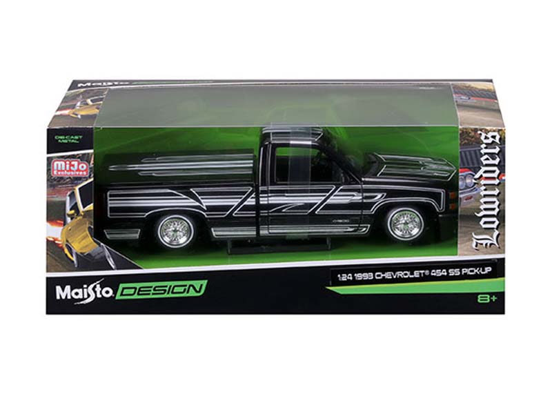 PRE-ORDER 1993 Chevrolet 454 SS Pickup Lowrider – Black (Design Lowriders) Diecast 1:24 Scale Model - Maisto 32550BK