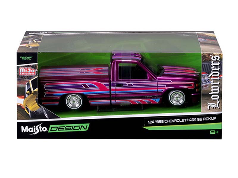 PRE-ORDER 1993 Chevrolet 454 SS Pickup Lowriders – Metallic Purple (Design Lowriders) Diecast 1:24 Scale Model - Maisto 32550PUR