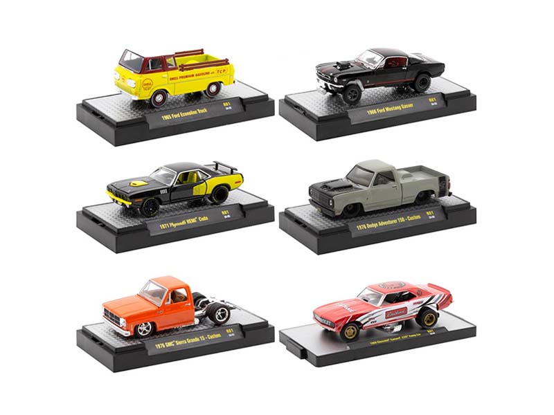 Detroit-Muscle Release 81 Assortment SET OF 6 Diecast 1:64 Scale Models - M2 Machines 32600-81