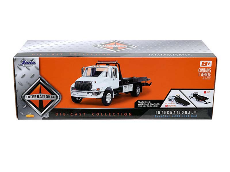 International Durastar 4400 Flatbed Tow Truck - White Diecast 1:24 Scale Model - Jada 34040