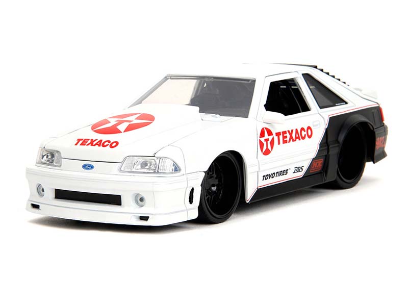 1989 Ford Mustang GT – Texaco – White/Matte Black (Bigtime Muscle) Diecast 1:24 Scale Model - Jada 35032