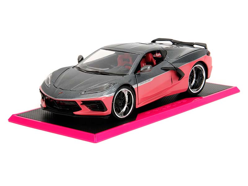 2020 Chevrolet Corvette – Metallic Grey Pink (Pink Slips) Diecast 1:24 Scale Model - Jada 35068