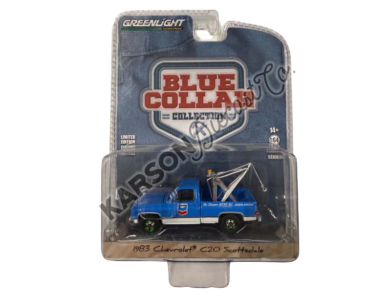 CHASE 1983 Chevrolet C20 Scottsdale w/ Drop-in Tow Hook (Blue Collar Series 9) Diecast 1:64 Scale Model - Greenlight 35200D