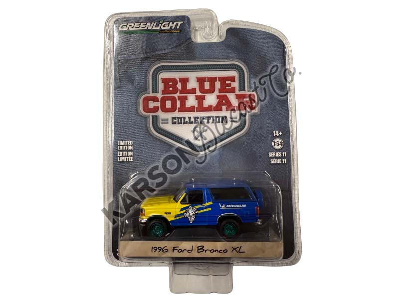 CHASE 1996 Ford Bronco XL - Michelin Tires (Blue Collar Collection) Series 11 Diecast 1:64 Scale Model - Greenlight 35240D