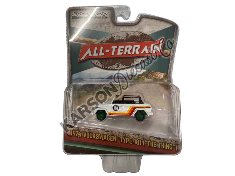 CHASE 1974 Volkswagen Thing (Type 181) - White w/ Stripes (All-Terrain) Series 15 Diecast 1:64 Scale Model - Greenlight 35270C