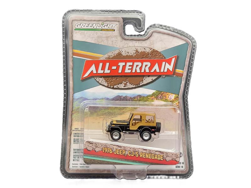 1976 Jeep CJ-5 Renegade Lifted w/ Off-Road Bumper - Black (All-Terrain Series 16) Diecast 1:64 Scale Model - Greenlight 35290C